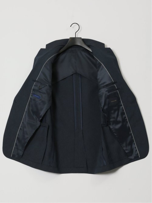 ストレッチウォッシャブル スリムフィット 2ボタン2ピーススーツ ストライプ紺