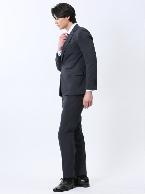 ストレッチウォッシャブル スリムフィット 2ボタン2ピーススーツ ストライプ紺