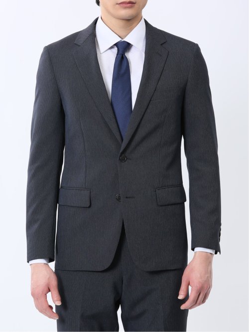 ストレッチウォッシャブル スリムフィット 2ボタン2ピーススーツ ストライプ紺