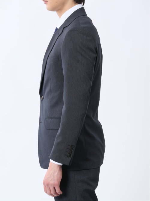 ストレッチウォッシャブル スリムフィット 2ボタン2ピーススーツ ストライプ紺