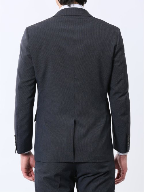 ストレッチウォッシャブル スリムフィット 2ボタン2ピーススーツ ストライプ紺