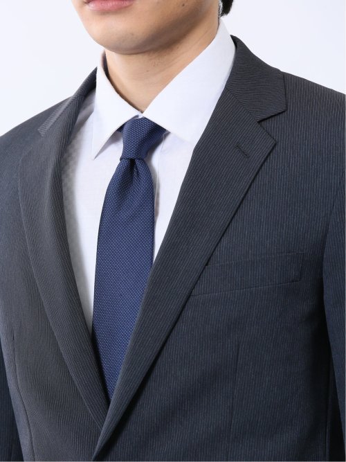 ストレッチウォッシャブル スリムフィット 2ボタン2ピーススーツ ストライプ紺