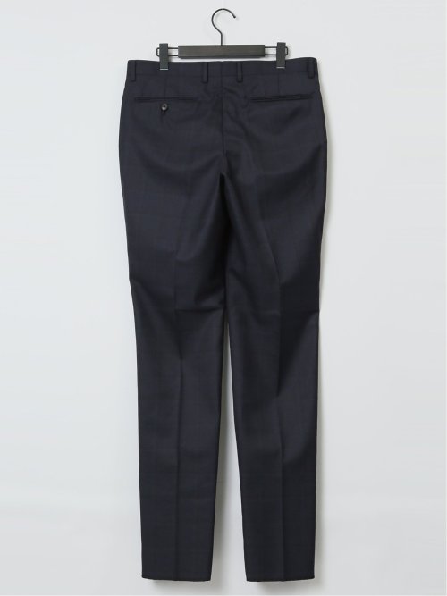 ウール混 レギュラーフィット 2ボタン3ピーススーツ チェック紺