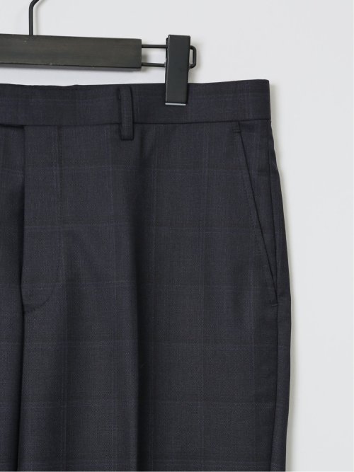 ウール混 レギュラーフィット 2ボタン3ピーススーツ チェック紺