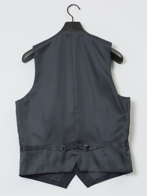 ウール混 レギュラーフィット 2ボタン3ピーススーツ チェック紺