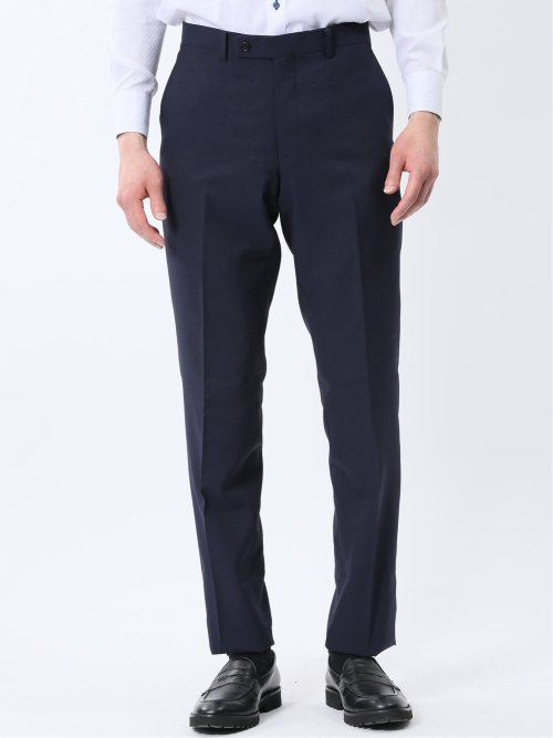 ストレッチウォッシャブル スリムフィット 2ボタン2ピーススーツ ジオメトリック紺