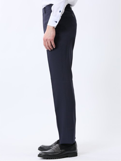 ストレッチウォッシャブル スリムフィット 2ボタン2ピーススーツ ジオメトリック紺