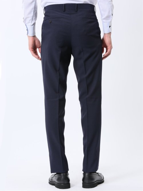 ストレッチウォッシャブル スリムフィット 2ボタン2ピーススーツ ジオメトリック紺