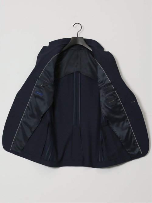 ストレッチウォッシャブル スリムフィット 2ボタン2ピーススーツ ジオメトリック紺