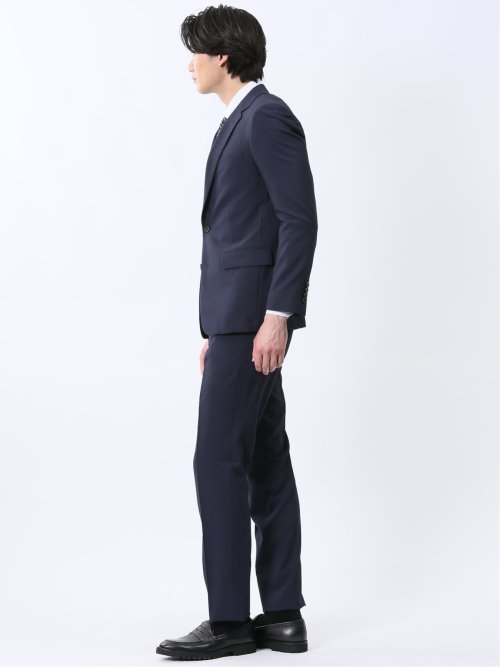 ストレッチウォッシャブル スリムフィット 2ボタン2ピーススーツ ジオメトリック紺