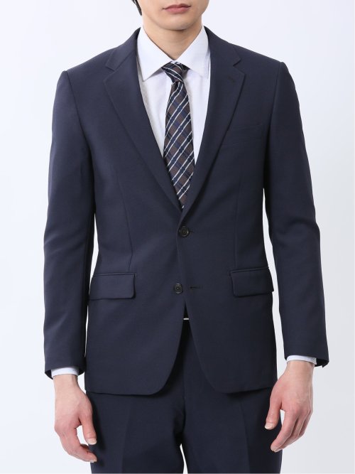 ストレッチウォッシャブル スリムフィット 2ボタン2ピーススーツ ジオメトリック紺