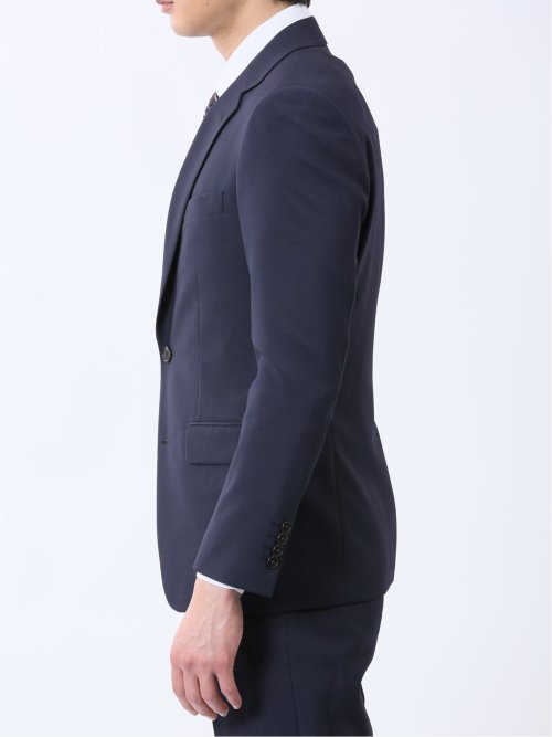 ストレッチウォッシャブル スリムフィット 2ボタン2ピーススーツ ジオメトリック紺