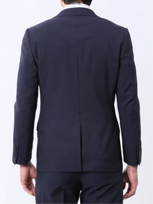 ストレッチウォッシャブル スリムフィット 2ボタン2ピーススーツ ジオメトリック紺