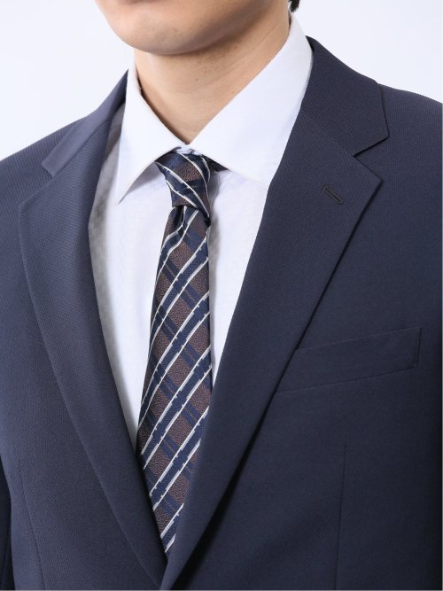 ストレッチウォッシャブル スリムフィット 2ボタン2ピーススーツ ジオメトリック紺