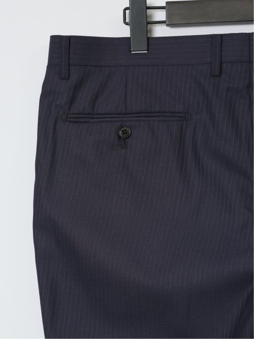 ウール混 レギュラーフィット 2ボタン2ピーススーツ ストライプ紺