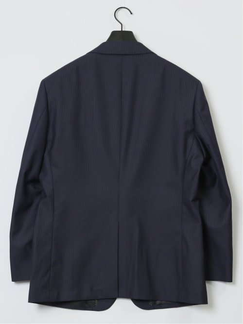 ウール混 レギュラーフィット 2ボタン2ピーススーツ ストライプ紺