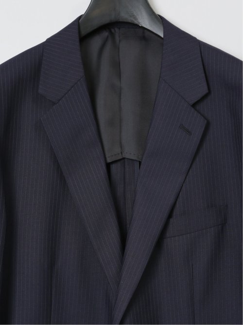 ウール混 レギュラーフィット 2ボタン2ピーススーツ ストライプ紺