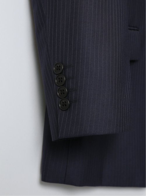 ウール混 レギュラーフィット 2ボタン2ピーススーツ ストライプ紺