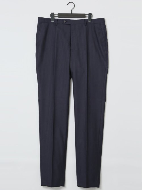 ウール混 レギュラーフィット 2ボタン2ピーススーツ ストライプ紺