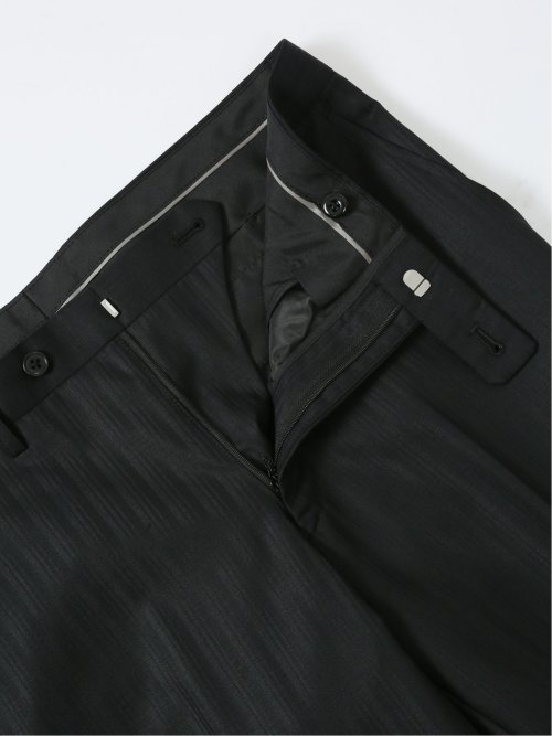 光沢ウール混 スリムフィット 2ボタン3ピーススーツ シャドーストライプ黒