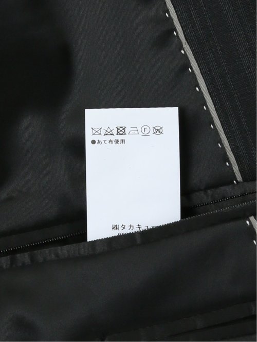 光沢ウール混 スリムフィット 2ボタン3ピーススーツ シャドーストライプ黒