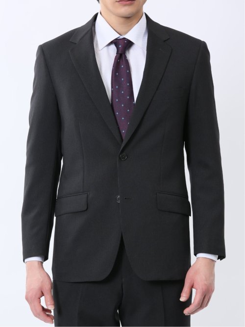 ストレッチウォッシャブル レギュラーフィット 2ボタン2ピーススーツ ストライプグレー