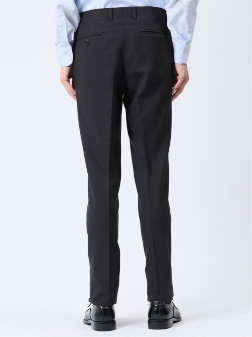 ストレッチウォッシャブル スリムフィット 2ボタン2ピーススーツ ストライプ黒