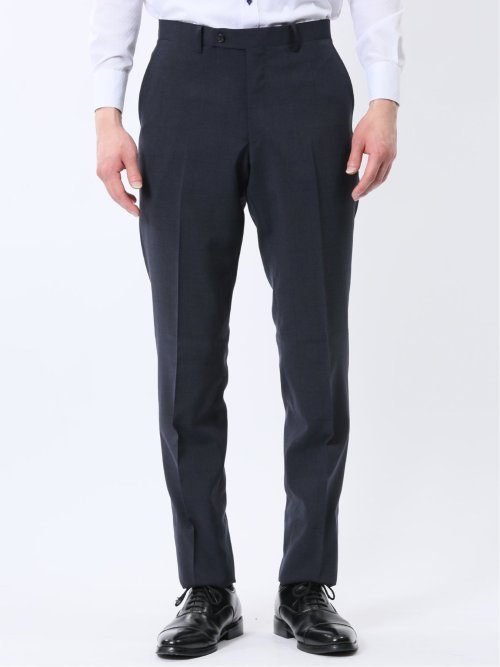 ストレッチウォッシャブル レギュラーフィット 2ボタン2ピーススーツ チェック紺