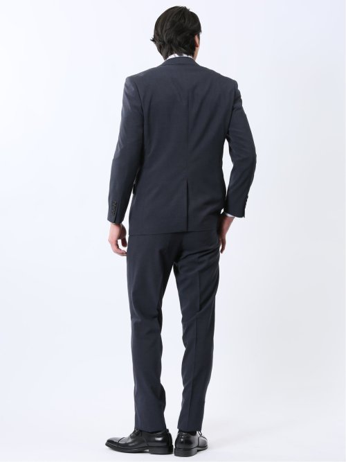 ストレッチウォッシャブル レギュラーフィット 2ボタン2ピーススーツ チェック紺