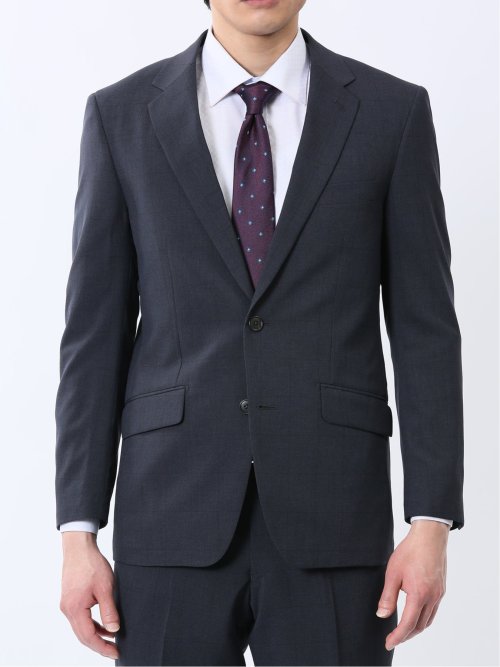 ストレッチウォッシャブル レギュラーフィット 2ボタン2ピーススーツ チェック紺