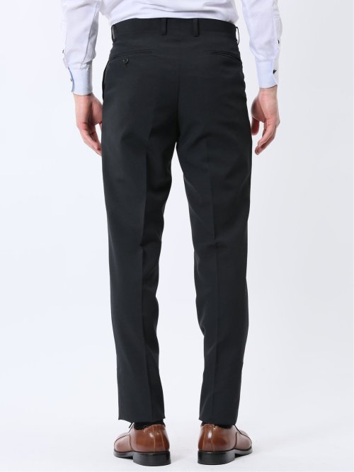 ストレッチウォッシャブル レギュラーフィット 2ボタン2ピーススーツ シャドーストライプ黒