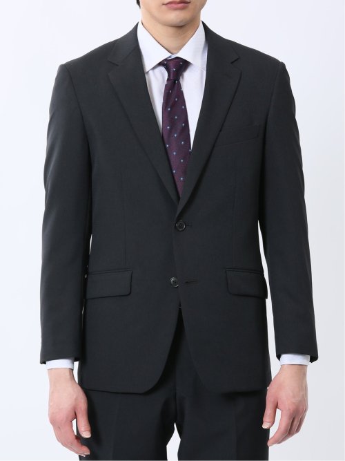 ストレッチウォッシャブル レギュラーフィット 2ボタン2ピーススーツ シャドーストライプ黒