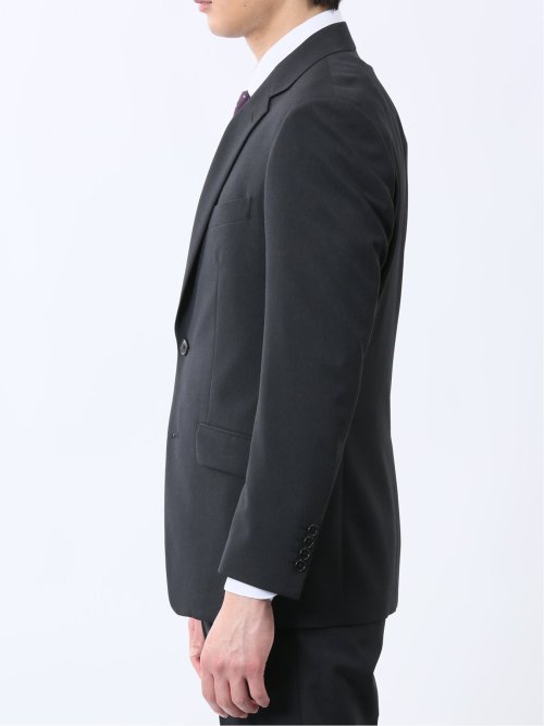 ストレッチウォッシャブル レギュラーフィット 2ボタン2ピーススーツ シャドーストライプ黒