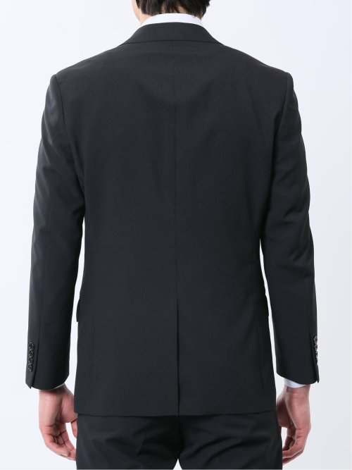 ストレッチウォッシャブル レギュラーフィット 2ボタン2ピーススーツ シャドーストライプ黒