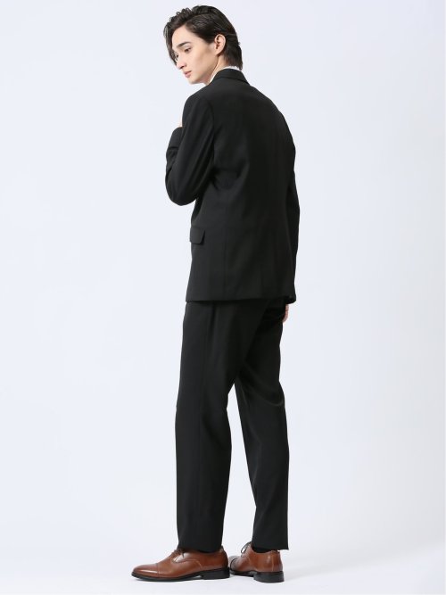 ストレッチウォッシャブル レギュラーフィット 2ボタン2パンツスーツ シャドーストライプ黒