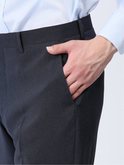 ストレッチウォッシャブル レギュラーフィット 2ボタン2ピーススーツ ストライプ青