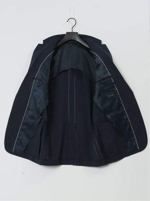 ストレッチウォッシャブル レギュラーフィット 2ボタン2ピーススーツ ストライプ青