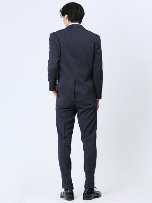 ストレッチウォッシャブル レギュラーフィット 2ボタン2ピーススーツ ストライプ青