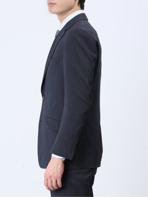 ストレッチウォッシャブル レギュラーフィット 2ボタン2ピーススーツ ストライプ青