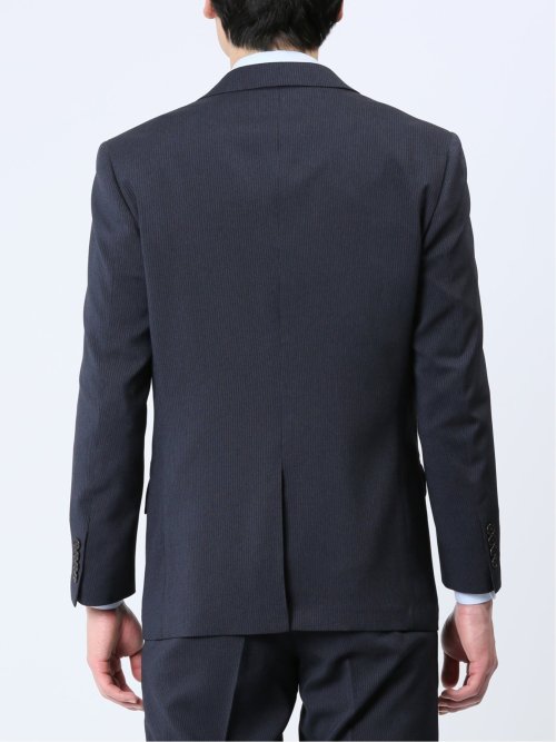 ストレッチウォッシャブル レギュラーフィット 2ボタン2ピーススーツ ストライプ青
