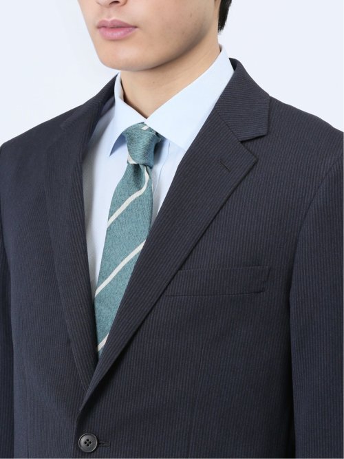 ストレッチウォッシャブル レギュラーフィット 2ボタン2ピーススーツ ストライプ青