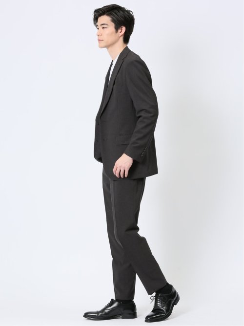 軽量ストレッチ レギュラーフィット 2ボタン2ピーススーツ 千鳥黒