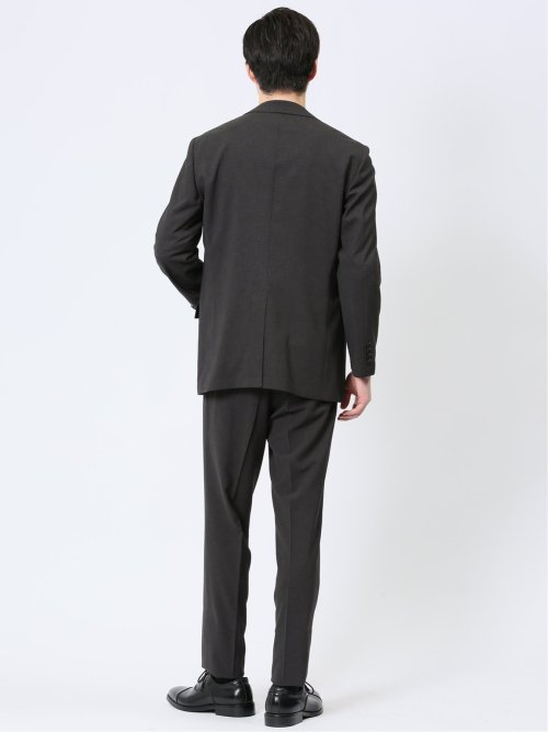 軽量ストレッチ レギュラーフィット 2ボタン2ピーススーツ 千鳥黒