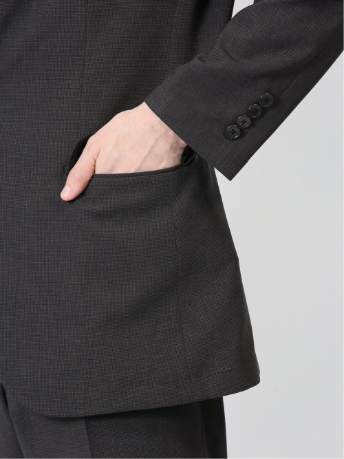 軽量ストレッチ レギュラーフィット 2ボタン2ピーススーツ 千鳥黒