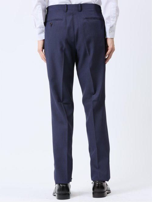 ストレッチウォッシャブル レギュラーフィット 2ボタン2パンツスーツ シャドーストライプ紺