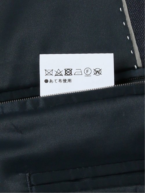 光沢ウール混 スリムフィット 2ボタン3ピーススーツ ウィンドペン青