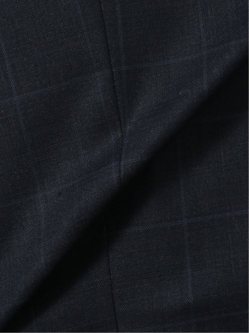 光沢ウール混 スリムフィット 2ボタン3ピーススーツ ウィンドペン青