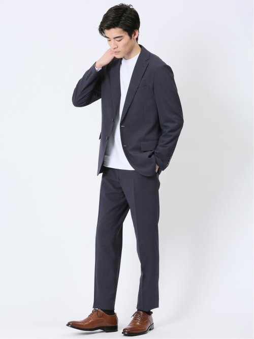 軽量ストレッチ レギュラーフィット 2ボタン2ピーススーツ 千鳥紺