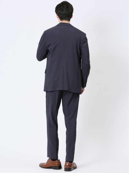 軽量ストレッチ レギュラーフィット 2ボタン2ピーススーツ 千鳥紺