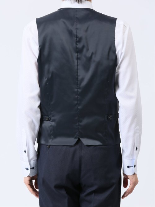 ストレッチウォッシャブル レギュラーフィット 2ボタン3ピーススーツ 組織紺